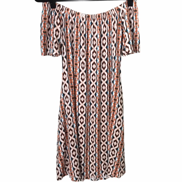 Abound Orange Multicolor Off-the-Shoulder Printed Knit Dress - Picture 3 of 4